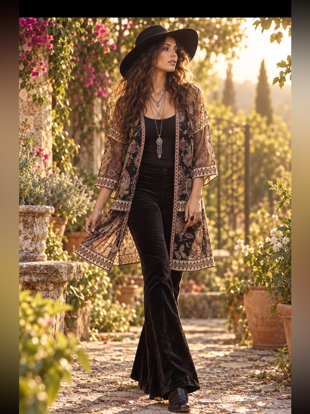 64. Catherines Sheer Black
Paisley Embroidered Kimono Duster OX